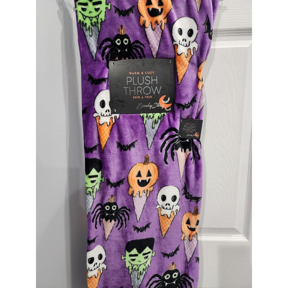 Halloween Summerween Ice Cream Skull Frankenstein Spider Pumpkin Throw Blanket